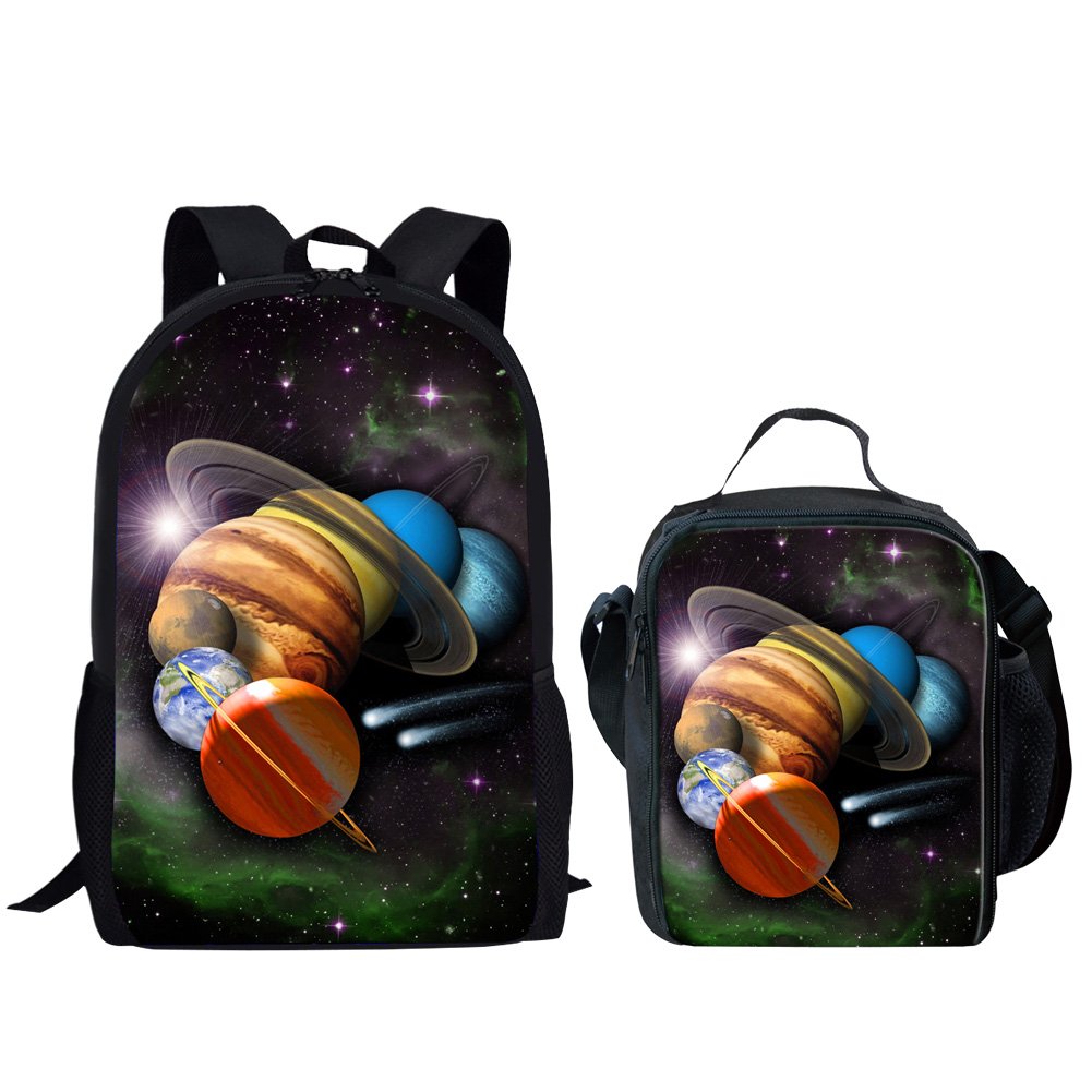 School Backpacks Boys Space Astronaut Backpack with Lunch Bag and